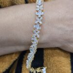 Gold-Plated Floral Cubic Zirconia Bracelet | Dainty Wedding & Party Jewelry